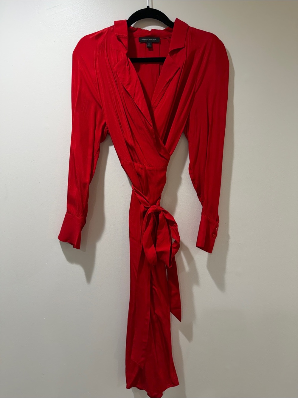 Banana Republic Red Satin Wrap Robe Dress